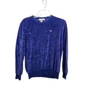 VTG 80s Oscar De La Renta Active Medium Velour Pullover Sweatshirt Purple‎